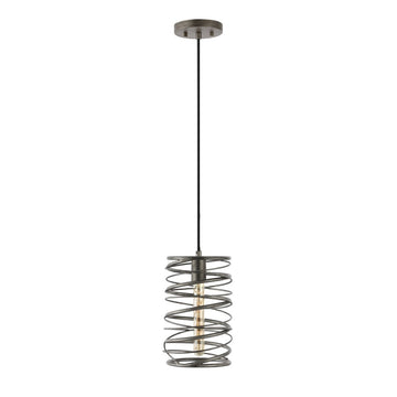 Helisa 7.25" Modern Contemporary Iron Spiral LED Pendant - JONATHAN Y